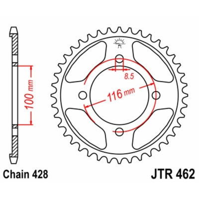 Corona JT SPROCKETS acero estándar 462 - Paso 428 - motoscamaralweb.com