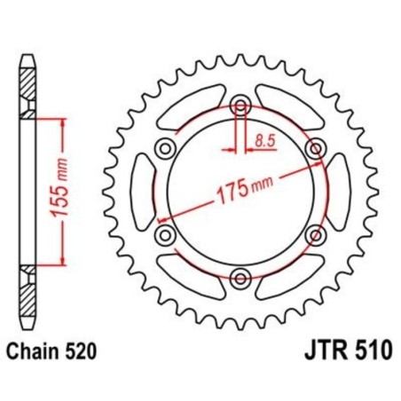 Corona JT 510 de acero con 46 dientes - motoscamaralweb.com