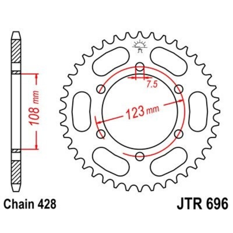 Corona JT 696 de acero con 43 dientes - motoscamaralweb.com Corona JT 696 de acero con 43 dientes - motoscamaralweb.com