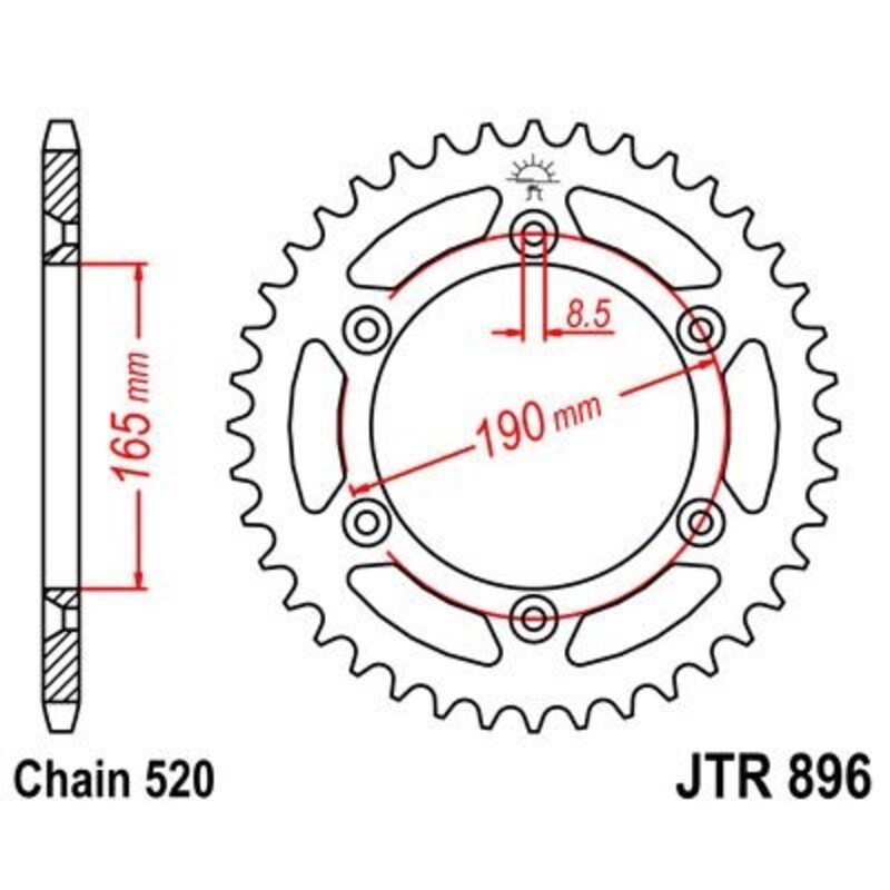 Corona JT 896 de acero con 48 dientes - motoscamaralweb.com Corona JT 896 de acero con 48 dientes - motoscamaralweb.com
