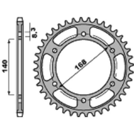 Corona PBR acero C45 estándar 4550 - 525 - motoscamaralweb.com