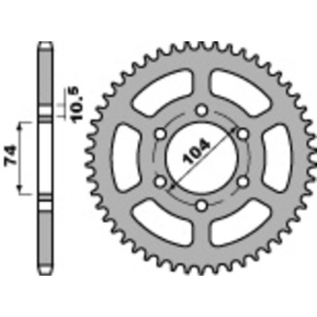 Corona PBR acero C45 estándar 481 - 530 - motoscamaralweb.com