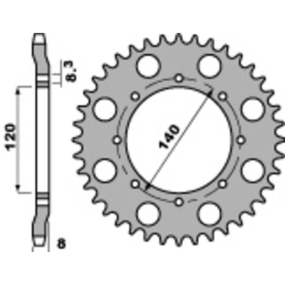 Corona PBR acero C45 estándar 506 - 520 - motoscamaralweb.com