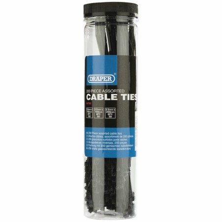 Bridas de nylon DRAPER de varios tamaños Negro 200 piezas - motoscamaralweb.com