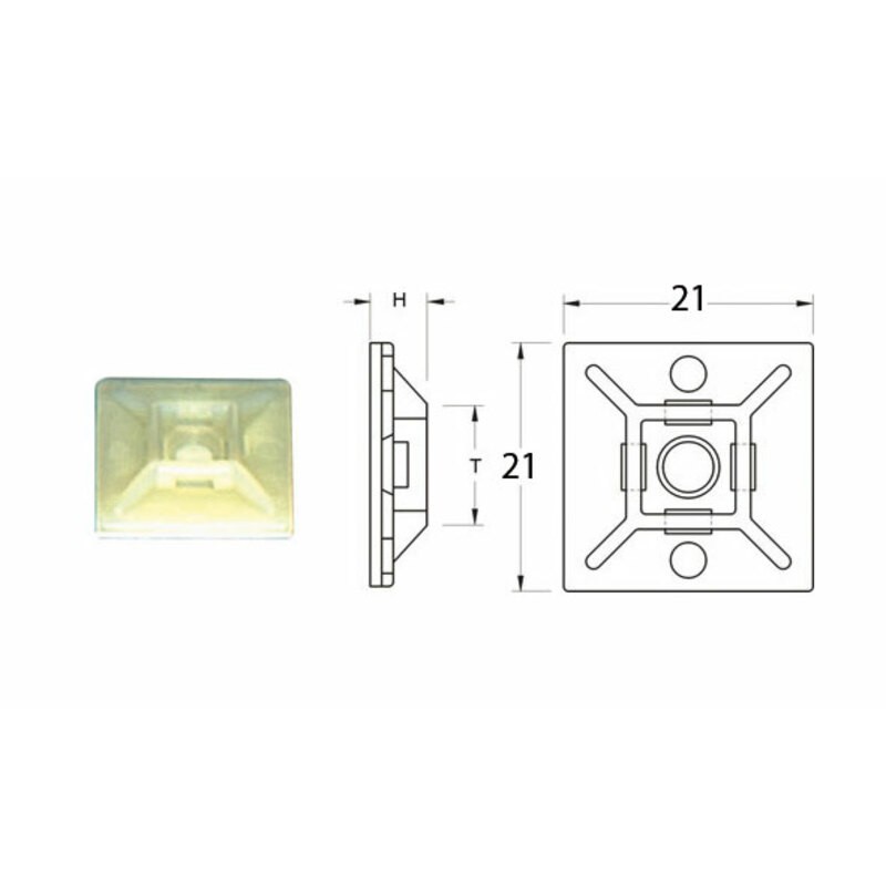 Base adhesiva para bridas de nylon BIHR blanco 21 x 21mm - motoscamaralweb.com Base adhesiva para bridas de nylon BIHR blanco 21 x 21mm - motoscamaralweb.com