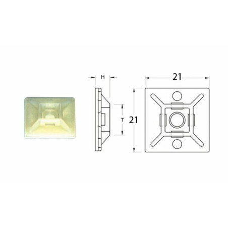 Base adhesiva para bridas de nylon BIHR blanco 21 x 21mm - motoscamaralweb.com