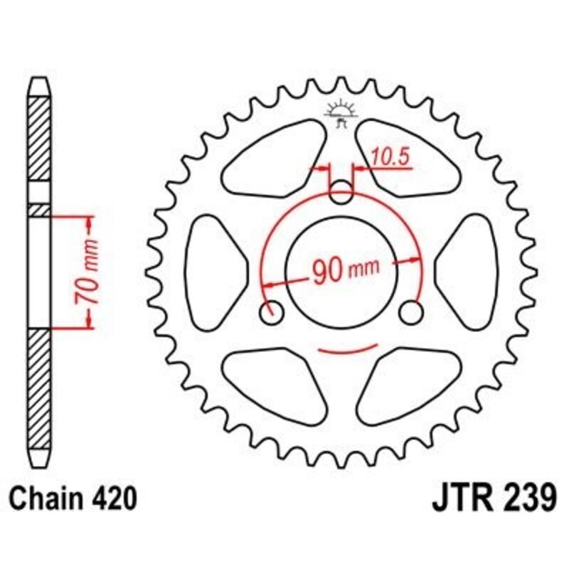 Corona JT 239 de acero con 36 dientes - motoscamaralweb.com Corona JT 239 de acero con 36 dientes - motoscamaralweb.com