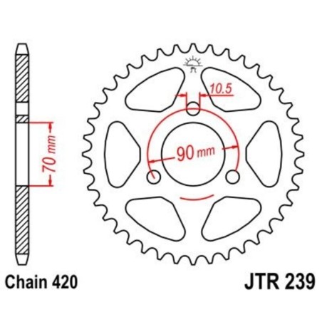 Corona JT 239 de acero con 36 dientes - motoscamaralweb.com