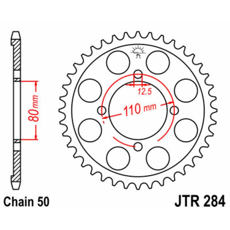 Corona JT SPROCKETS acero estándar 284 - Paso 530 - motoscamaralweb.com Corona JT SPROCKETS acero estándar 284 - Paso 530 - motoscamaralweb.com