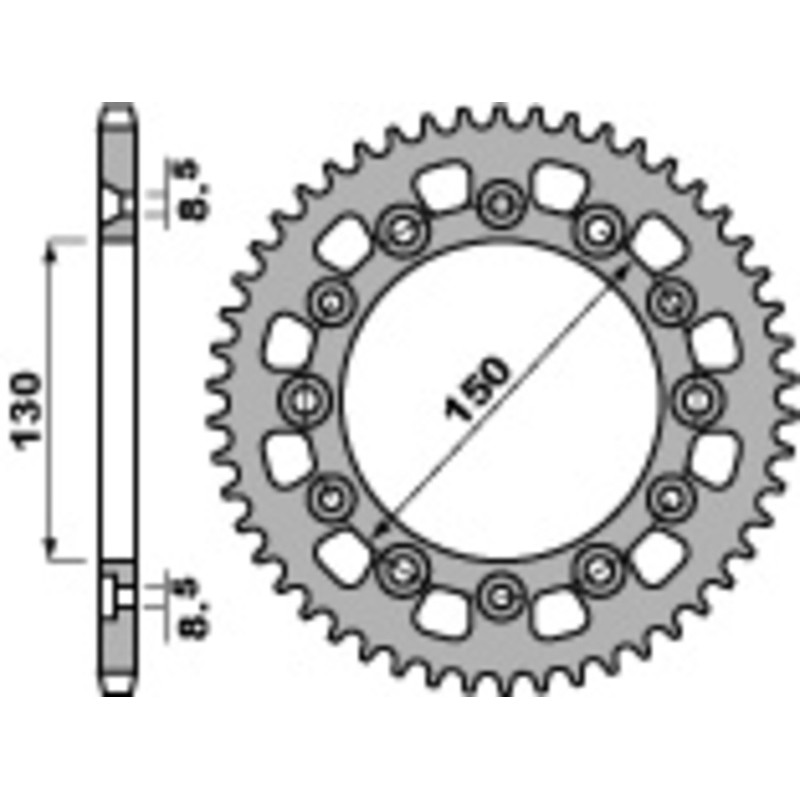 Corona PBR acero C45 estándar 4308 - 520 - motoscamaralweb.com Corona PBR acero C45 estándar 4308 - 520 - motoscamaralweb.com