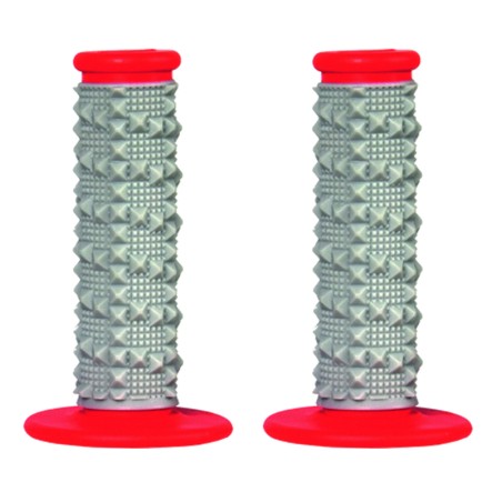 Puños SCAR X2R Dual Density Full Diamond - Gris / Rojo - motoscamaralweb.com