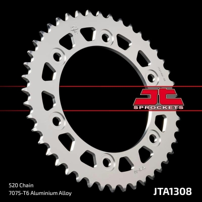 Corona JT Aluminio negro JT 1308 con 42 dientes - motoscamaralweb.com