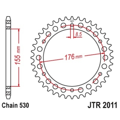 Corona JT 2011 de acero con 44 dientes autolimpiable - motoscamaralweb.com