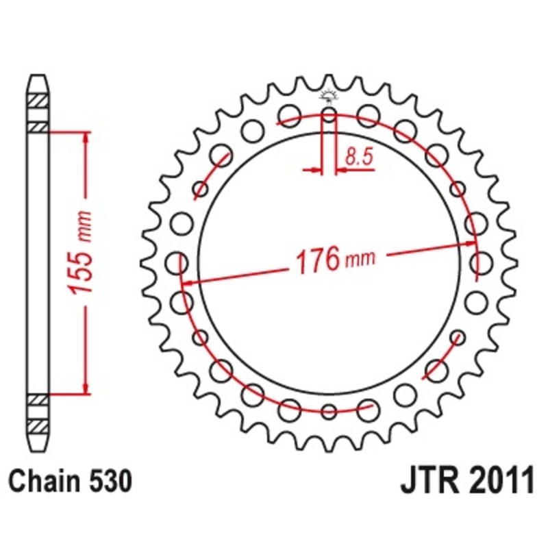 Corona JT 2011 de acero con 44 dientes autolimpiable - motoscamaralweb.com