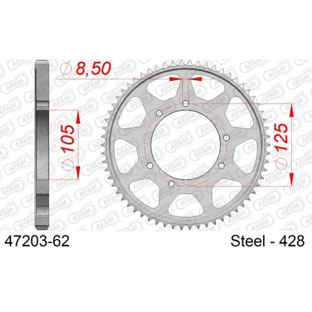 Corona AFAM acero estándar 47203 - Paso 428 - motoscamaralweb.com