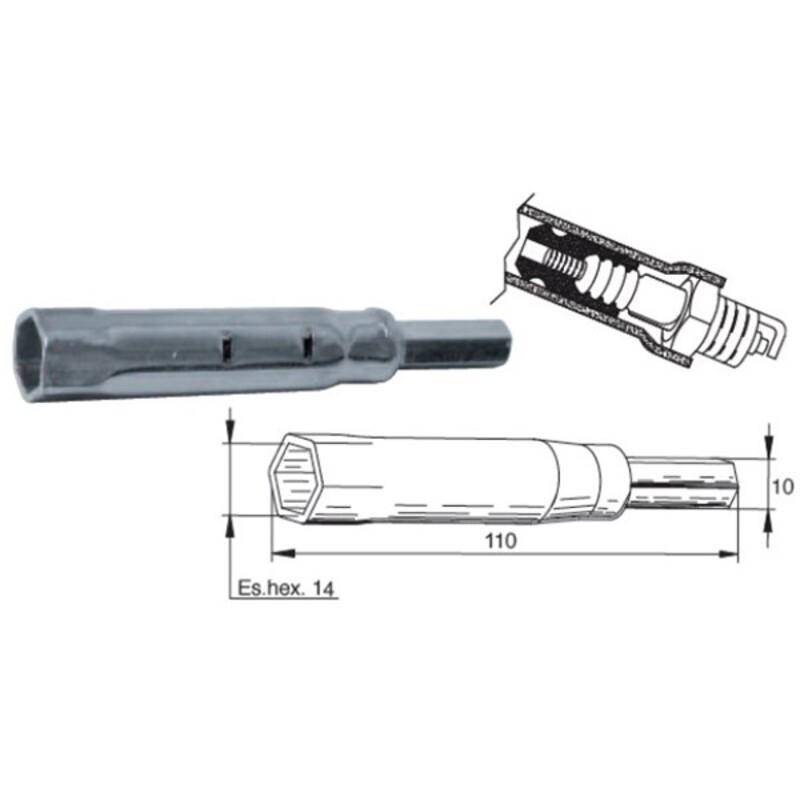 Llave de bujía con extractor de pipa de silicona hexágono 14 BUZZETTI - motoscamaralweb.com Llave de bujía con extractor de pipa de silicona hexágono 14 BUZZETTI - motoscamaralweb.com