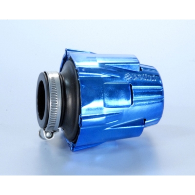 Filtro de potencia (air box) Polini. cromado. azul. recto. Ø37 (203.0111) - motoscamaralweb.com