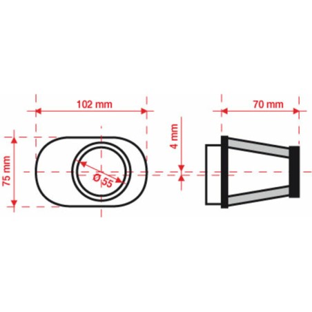 Filtro de aire BMC Tapered Offset-Right Ø55mm - FBPF55-70R - motoscamaralweb.com