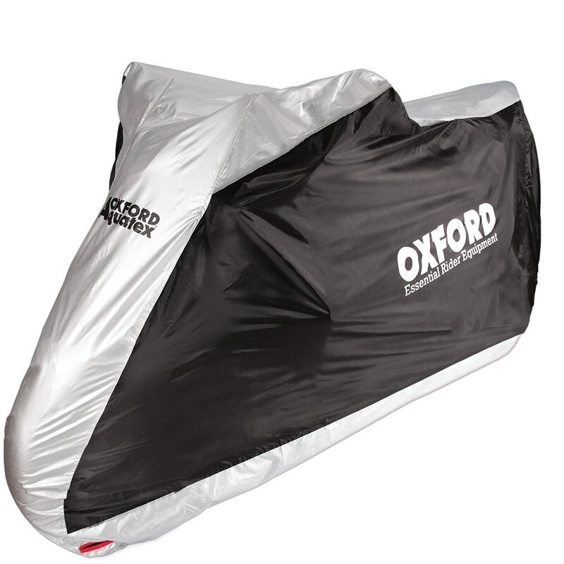 Funda cubremoto para exterior OXFORD Aquatex - Moto / Scooter - Negro / Plata - XL - motoscamaralweb.com Funda cubremoto para exterior OXFORD Aquatex - Moto / Scooter - Negro / Plata - XL - motoscamaralweb.com