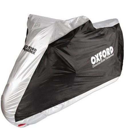 Funda cubremoto para exterior OXFORD Aquatex - Moto / Scooter - Negro / Plata - XL - motoscamaralweb.com