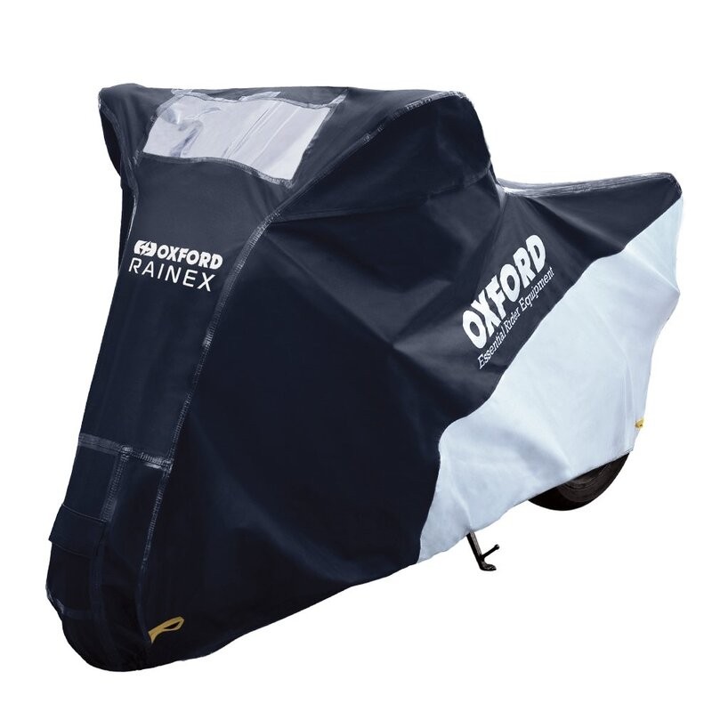 Funda cubremoto para exterior OXFORD Rainex - Moto / Scooter - Negro / Plata - L - motoscamaralweb.com Funda cubremoto para exterior OXFORD Rainex - Moto / Scooter - Negro / Plata - L - motoscamaralweb.com
