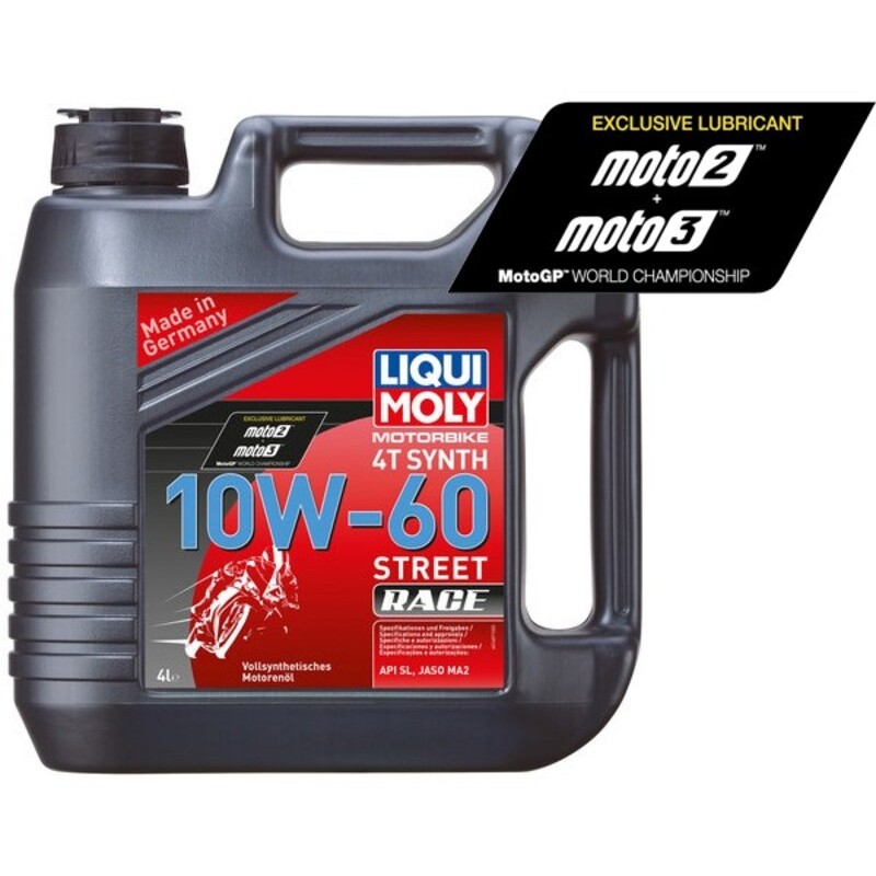 Garrafa de 4L aceite de motor Liqui Moly 100% sintético 10W-60 Race - motoscamaralweb.com Garrafa de 4L aceite de motor Liqui Moly 100% sintético 10W-60 Race - motoscamaralweb.com