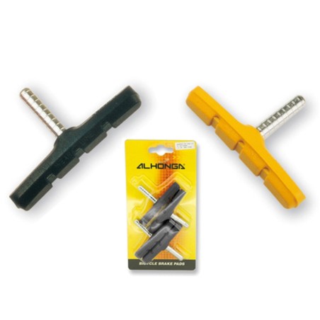 ALHONGA Juego de 4 zapatas de freno cantilever con espárrago rectas. Negro - motoscamaralweb.com