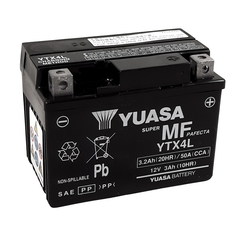 Batería YUASA W/C activada de fábrica sin mantenimiento - YTX4L (FA) - motoscamaralweb.com Batería YUASA W/C activada de fábrica sin mantenimiento - YTX4L (FA) - motoscamaralweb.com
