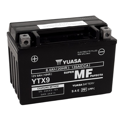 Batería YUASA W/C activada de fábrica sin mantenimiento - YTX9 (FA) - motoscamaralweb.com