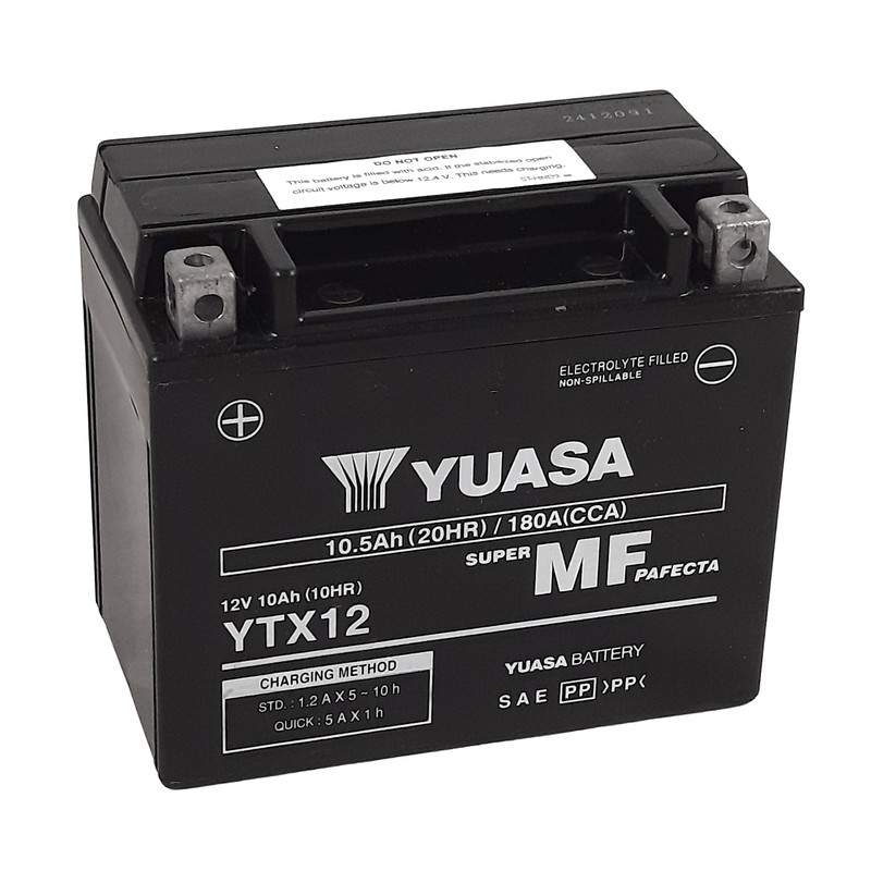 Batería YUASA W/C activada de fábrica sin mantenimiento - YTX12 (FA) - motoscamaralweb.com Batería YUASA W/C activada de fábrica sin mantenimiento - YTX12 (FA) - motoscamaralweb.com