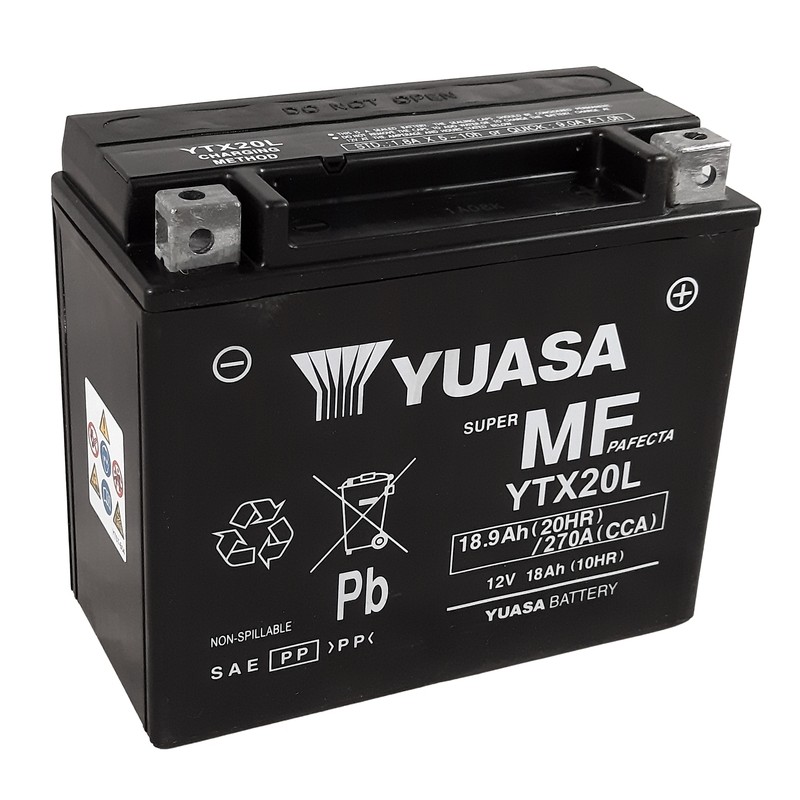 Batería YUASA W/C activada de fábrica sin mantenimiento - YTX20L (FA) - motoscamaralweb.com Batería YUASA W/C activada de fábrica sin mantenimiento - YTX20L (FA) - motoscamaralweb.com