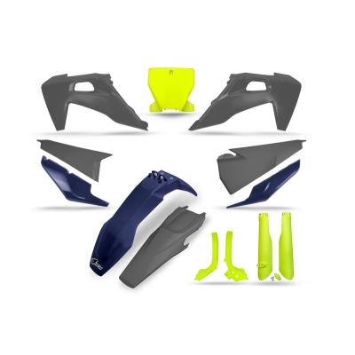 Kit de plástica UFO amarillo flúor. azul y gris. Husqvarna TC . todos los modelos. 2019-2021 - motoscamaralweb.com