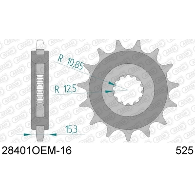 Piñón con goma anti-ruido AFAM acero 28401 - 525 - motoscamaralweb.com