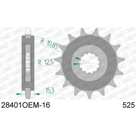 Piñón con goma anti-ruido AFAM acero 28401 - 525 - motoscamaralweb.com