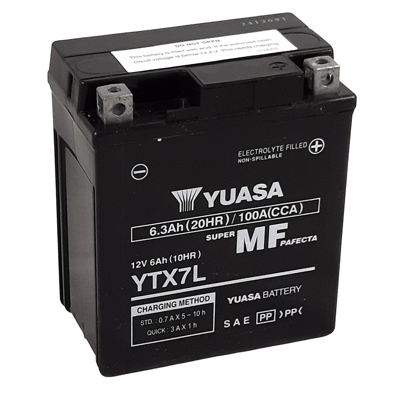 Batería YUASA W/C activada de fábrica sin mantenimiento - YTX7L (FA) - motoscamaralweb.com