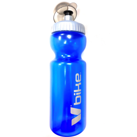 Bidón bicicleta V BIKE - 700ml azul transparente con tapa antibarro - motoscamaralweb.com