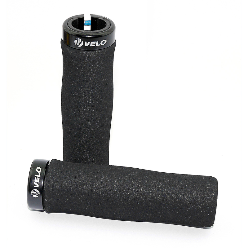 Par puños bici espuma EVA ultraligera VELO Negros/abrazadera negra. Sujeción lock-on 1 tornillo - motoscamaralweb.com Par puños bici espuma EVA ultraligera VELO Negros/abrazadera negra. Sujeción lock-on 1 tornillo - motoscamaralweb.com