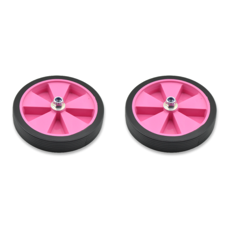 Par de ruedas completas para estabiciclo llanta rosa - motoscamaralweb.com