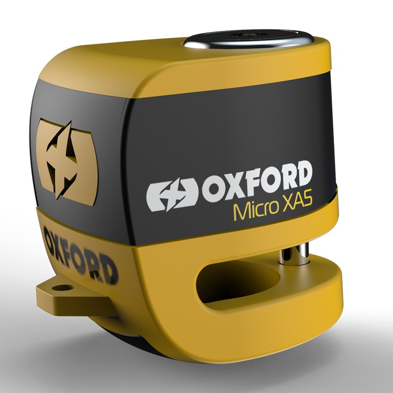 Candado de disco OXFORD XA5 Alarm - amarillo &amp;amp; negro - motoscamaralweb.com