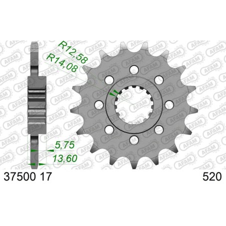 Piñón AFAM acero estándar 37500 - 520 - motoscamaralweb.com