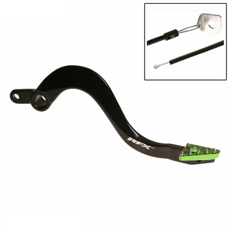 Pedal de freno trasero RFX Pro ST (negro/verde) - Kawasaki KX125 - motoscamaralweb.com