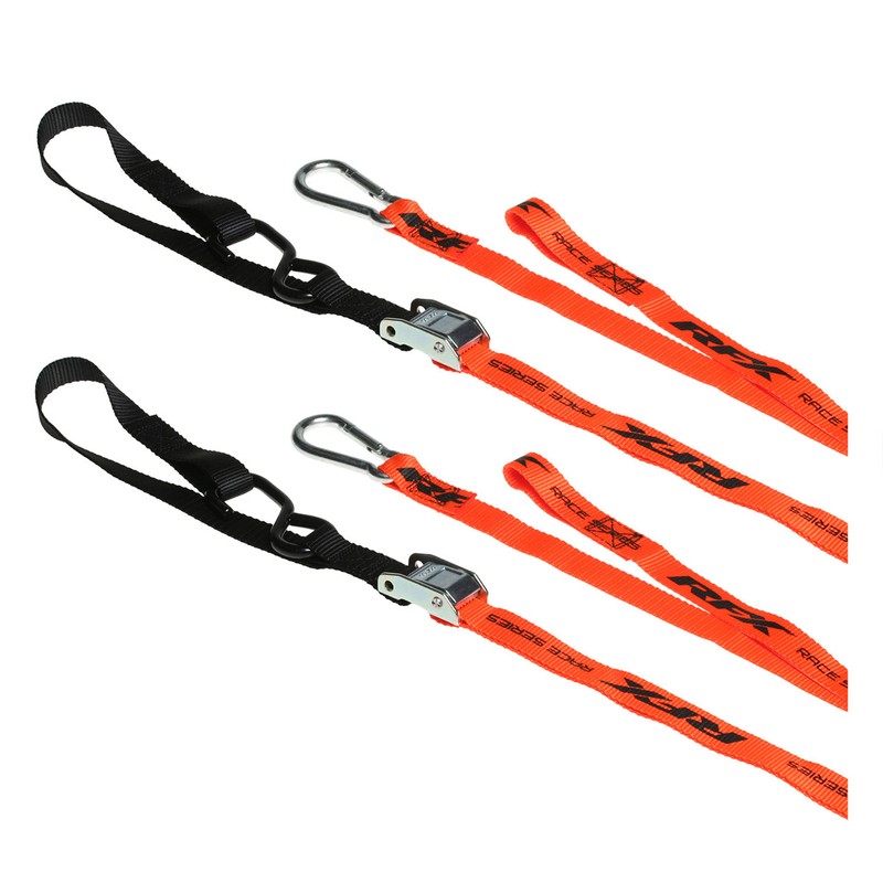 Correas de amarre RFX Race Series 1.0 (naranja/negro) con bucle adicional y clip de mosquetón - motoscamaralweb.com Correas de amarre RFX Race Series 1.0 (naranja/negro) con bucle adicional y clip de mosquetón - motoscamaralweb.com