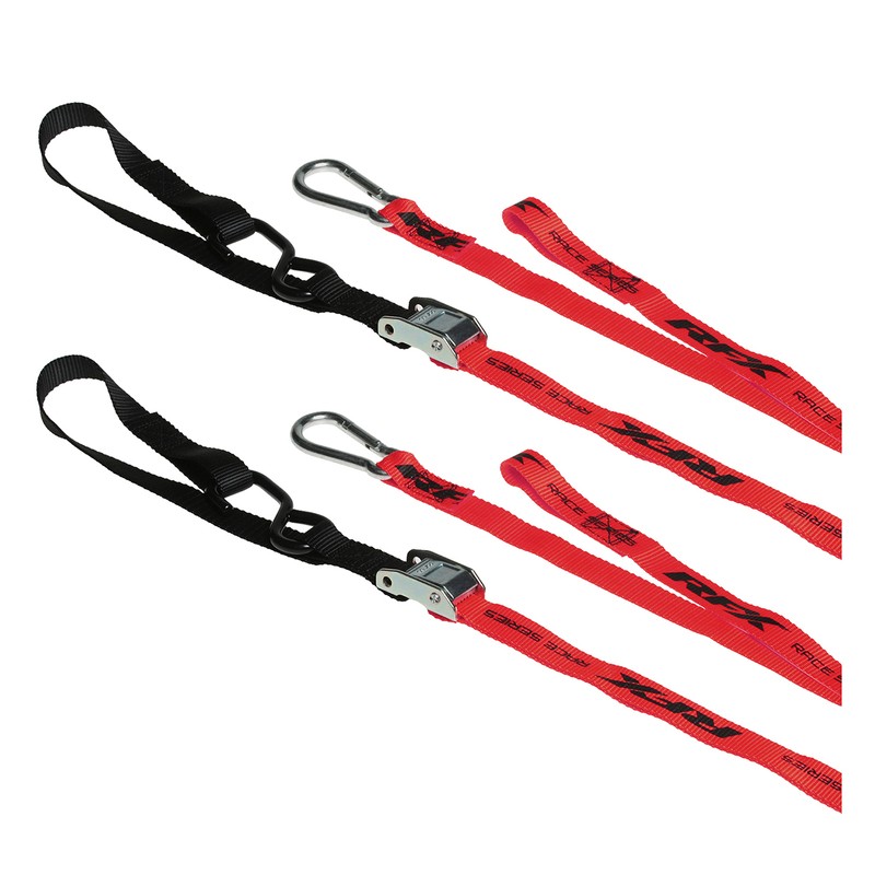 Correas de amarre RFX Race Series 1.0 (rojo/negro) con bucle adicional y clip de mosquetón - motoscamaralweb.com Correas de amarre RFX Race Series 1.0 (rojo/negro) con bucle adicional y clip de mosquetón - motoscamaralweb.com