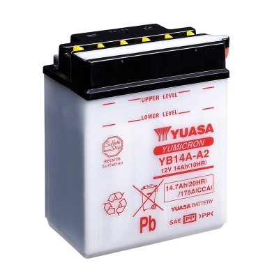 Batería YUASA YB14A-A2 Combipack (con electrolito) - motoscamaralweb.com