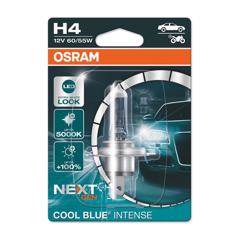 Lámpara OSRAM Cool Blue Intense H4 12V / 60 / 55W - 1 ud - motoscamaralweb.com Lámpara OSRAM Cool Blue Intense H4 12V / 60 / 55W - 1 ud - motoscamaralweb.com