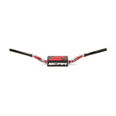 Manillar SCAR O² Color Low 65/85 Ø28.6mm - Rojo / Protector negro - motoscamaralweb.com