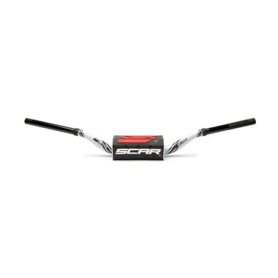 Manillar SCAR O² Color Low 65/85 Ø28.6mm - Blanco / Protector negro - motoscamaralweb.com