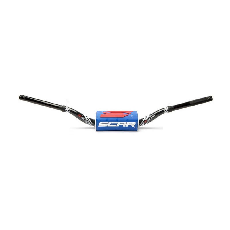 Manillar SCAR O² Color RC High Mini 65/85 Ø28.6mm - Negro / Protector azul - motoscamaralweb.com Manillar SCAR O² Color RC High Mini 65/85 Ø28.6mm - Negro / Protector azul - motoscamaralweb.com