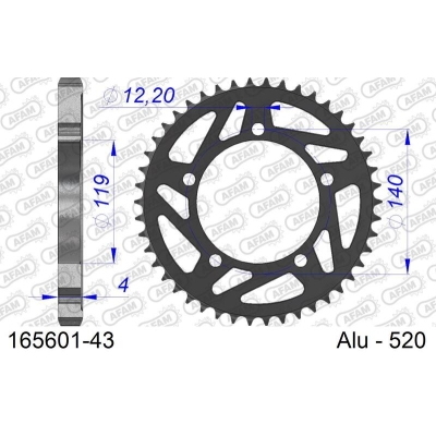 Corona AFAM aluminio 165601 - Paso 520 - motoscamaralweb.com