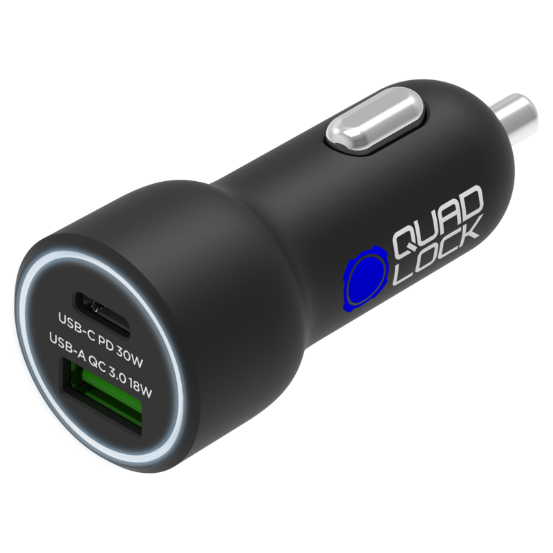 Cargador para mechero QUAD LOCK doble USB (C+A) 48W - motoscamaralweb.com Cargador para mechero QUAD LOCK doble USB (C+A) 48W - motoscamaralweb.com